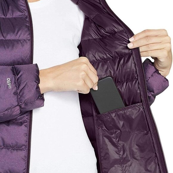Eddie Bauer Women's 650 EB Down Cirruslite Hooded Purple Winter Puffer Jacket M - Picture 5 of 15